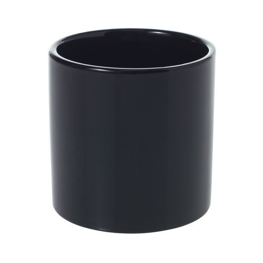 black ceramic flower pot Cercle Shiny Black Pot 4.25"x4.25"