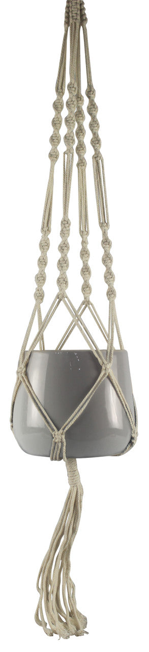 silver hanging planter Macrame Hanging Planter Grey