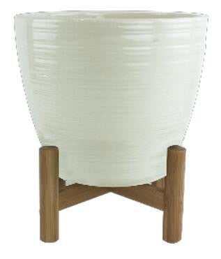 7 inch planter pot Glazed Ceramic Cammie Planter with Stand
