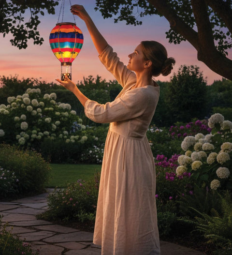 Hot Air Balloon Solar Lantern - Multi Stripe