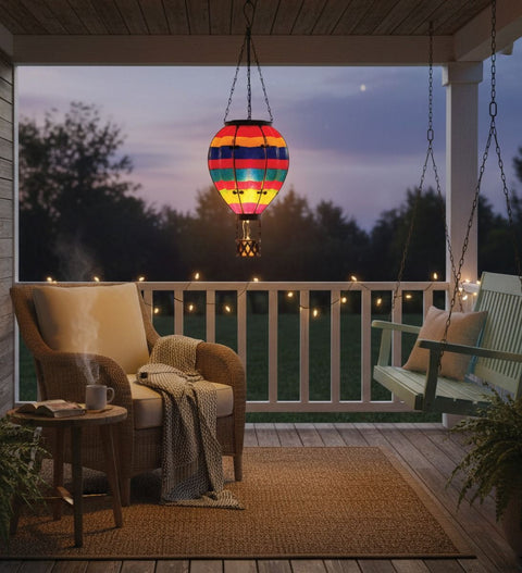 Hot Air Balloon Solar Lantern - Multi Stripe