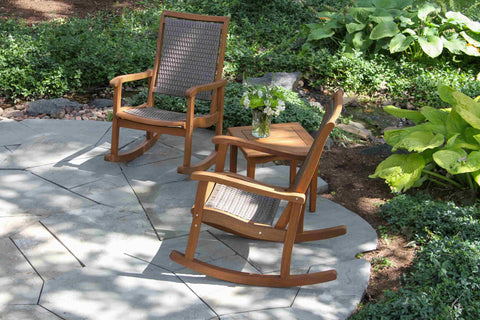 Patio Seating - Driftwood Grey Wicker & Eucalyptus Rocking Chair