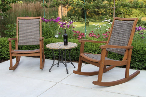 Patio Seating - Driftwood Grey Wicker & Eucalyptus Rocking Chair