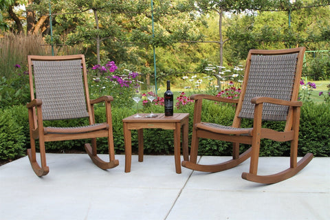 Patio Seating - Driftwood Grey Wicker & Eucalyptus Rocking Chair