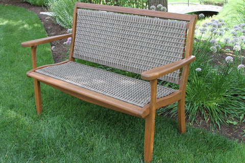 Driftwood Grey Wicker & Eucalyptus Bench