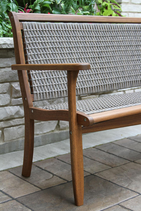 Driftwood Grey Wicker & Eucalyptus Bench