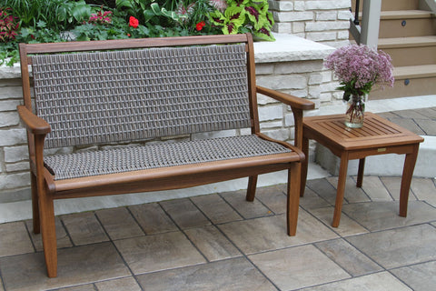 Driftwood Grey Wicker & Eucalyptus Bench