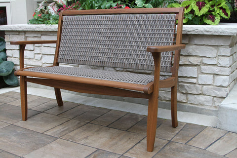 Driftwood Grey Wicker & Eucalyptus Bench