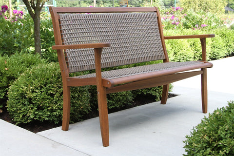 Driftwood Grey Wicker & Eucalyptus Bench