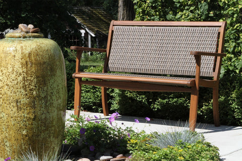 Driftwood Grey Wicker & Eucalyptus Bench