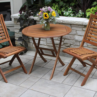 30″ Round Eucalyptus Bistro Set