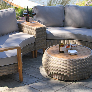 Teak Eucalyptus Half Round Sectional Set