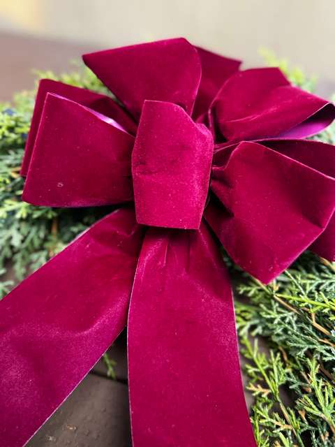 #40 6-Loop Velvet Burgundy Bow