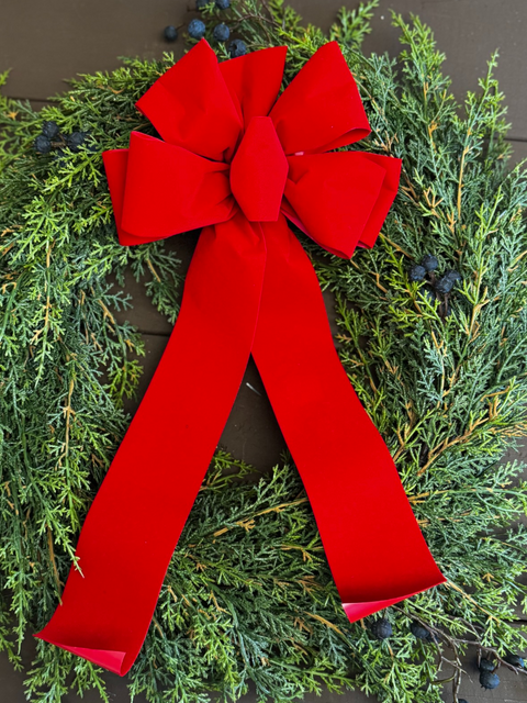 #40 6-Loop Velvet Red Bow