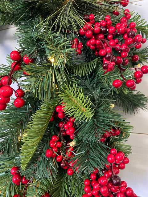 Pine & Berry Wreath – 30" (Artificial, Pre-Lit)
