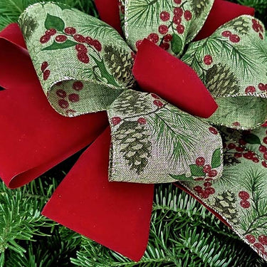 Red Velvet & Burlap with Red Glitter Berry Combo Bow