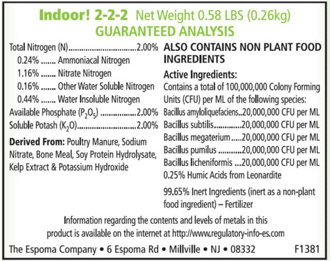 espoma indoor plant food Espoma® Organic® Indoor! Houseplant Food 2-2-2 – Pike Nursery