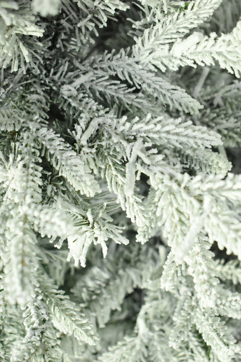 Nordic Flocked Fir Artificial Christmas Tree – 5’ or 7.5’ Pre-Lit with Color-Changing Starry Lights