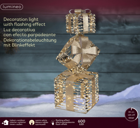 Lumineo Micro LED Gift Box Stack – Warm White (28.7 in)