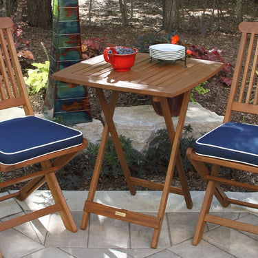 3pc. Square Bistro Set with Blue Cushions