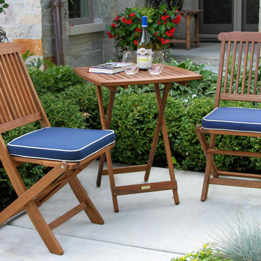 3pc. Square Bistro Set with Blue Cushions