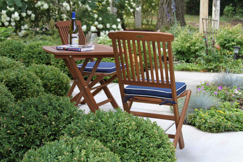 3pc. Square Bistro Set with Blue Cushions