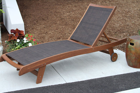 Eucalyptus & Brown Sling Chaise Lounger