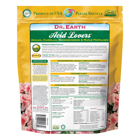Dr. Earth Acid Lovers® Azalea, Camelia, Rhododendron Fertilizer  4lb  3-4-3
