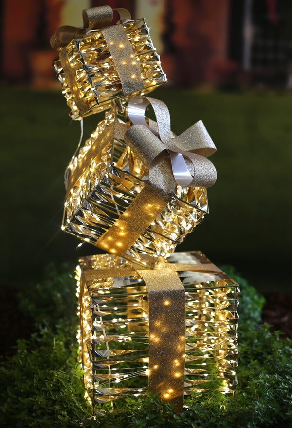 Lumineo Micro LED Gift Box Stack – Warm White (28.7 in)