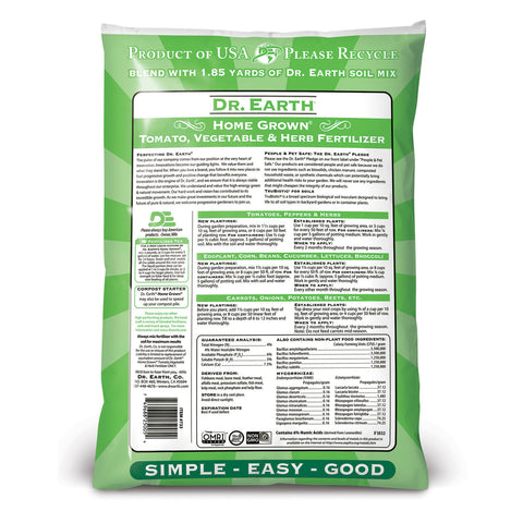 Dr. Earth Home Grown® Tomato, Vegetable & Herb Fertilizer 25lb