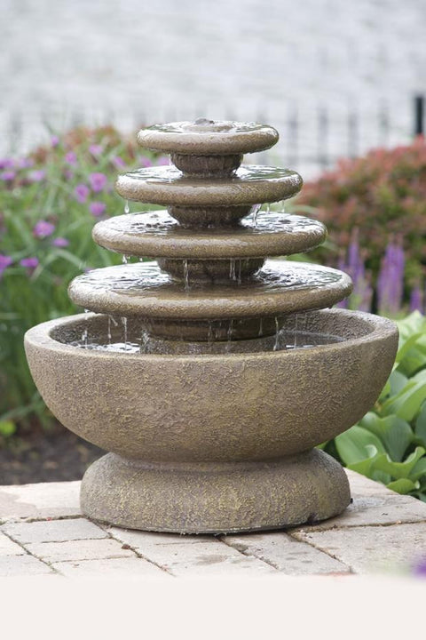 Four Tier Gozo Fountain On Petal Pool