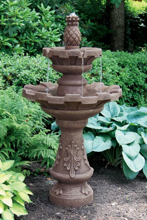Two Tier Fluted Fountain With Pineapple Finial 57 inch