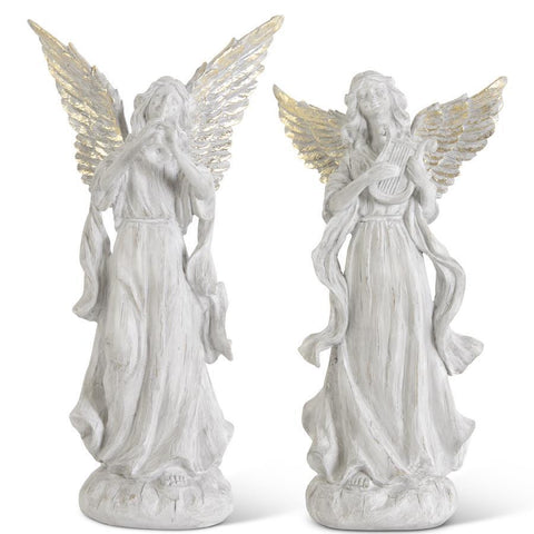 Gray Resin Angels with Gold Leaf Wings