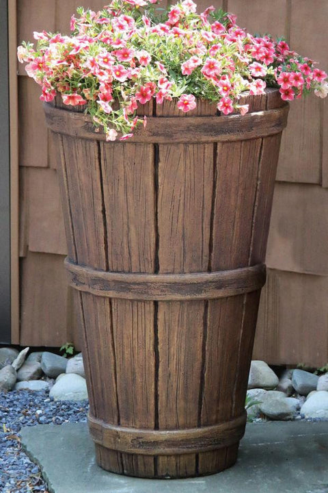 round wooden plant pots Castaway Planter Round 31 inch – Pike Nursery