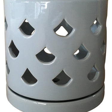 Glazed Ceramic Fan Orchid Pot Glossy Glaze Grey - 8 inch
