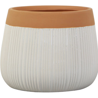 Glazed Ceramic Kyler Planter Terracotta/White - 8.5 inch