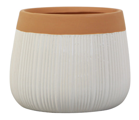 Glazed Ceramic Kyler Planter Terracotta/White - 8.5 inch