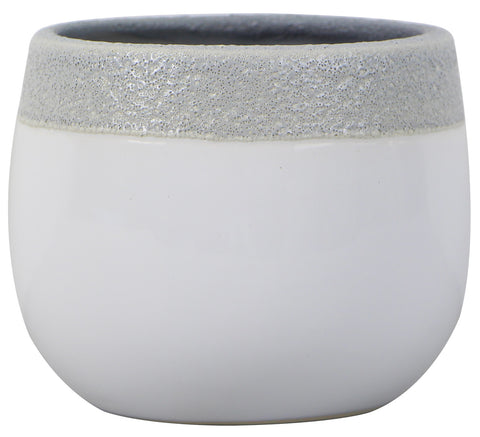 8 inch white ceramic flower pot Glazed Ceramic Luna Planter