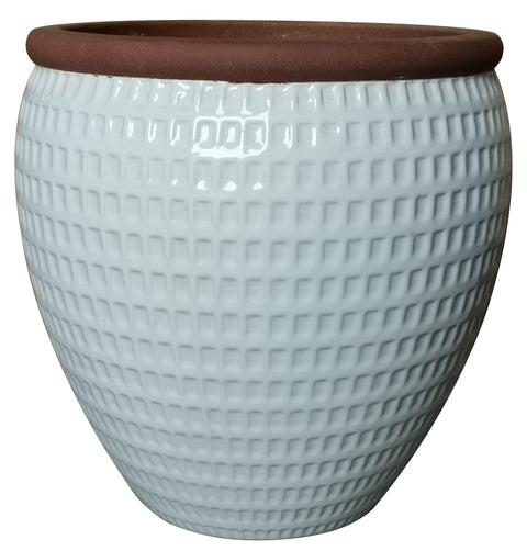 Glazed Ceramic Hamilton Planter White/Terracotta - 12 inch