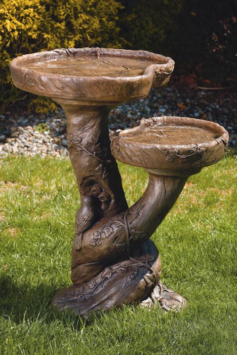 Double Woodscape Birdbath