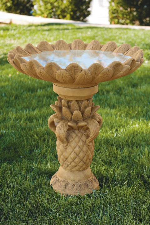 Pineapple Leaves Birdbath 31 inch