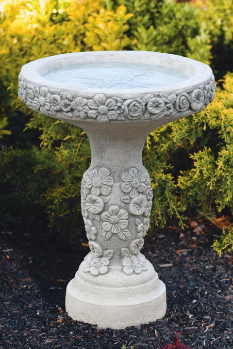 One Piece Floral Birdbath