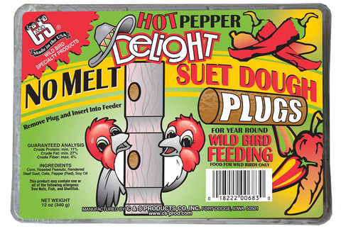 Hot Pepper Delight No Melt Suet Dough Plugs - 12 oz