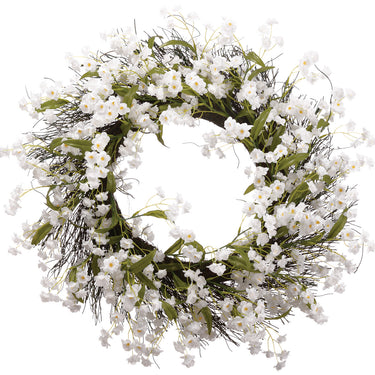 Faux Mountain Blossom Wreath White - 24 inch