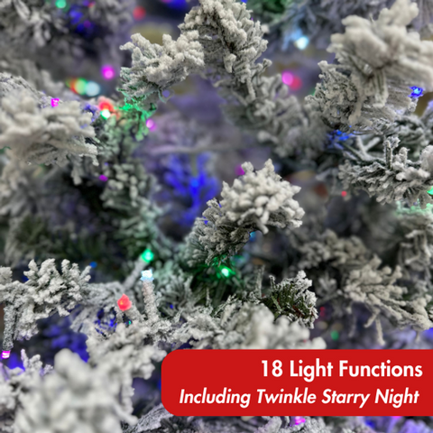 Frosted Vermont Spruce Artificial Christmas Tree – 6.5’ or 7.5’ Pre-Lit with 18-Function LED Lights