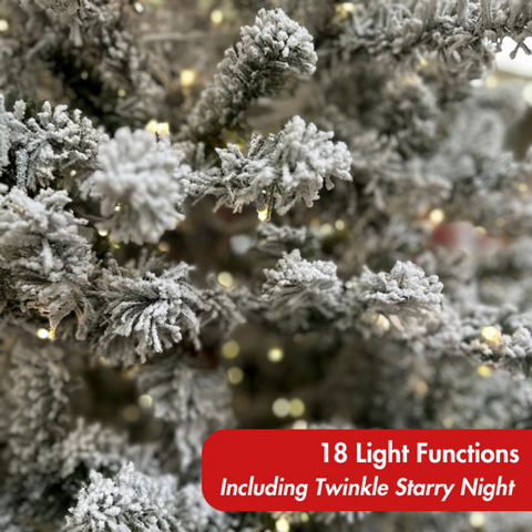 Frosted Vermont Spruce Artificial Christmas Tree – 6.5’ or 7.5’ Pre-Lit with 18-Function LED Lights