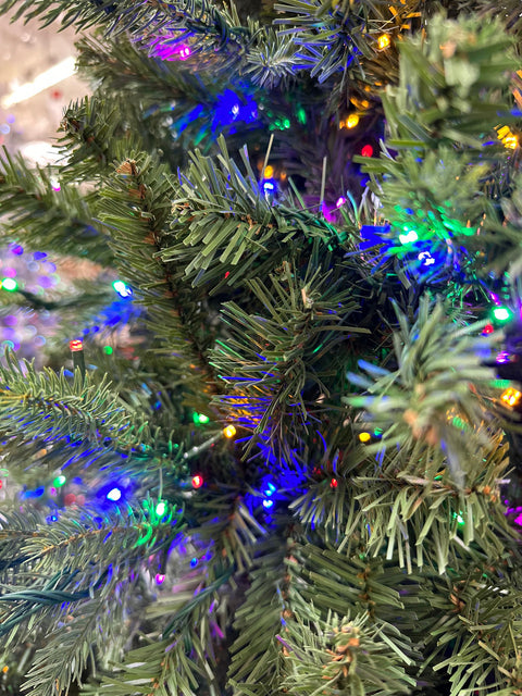 Grand Spruce Artificial Christmas Tree – 6.5’ or 7.5’ Pre-Lit with 18-Function LED Lights