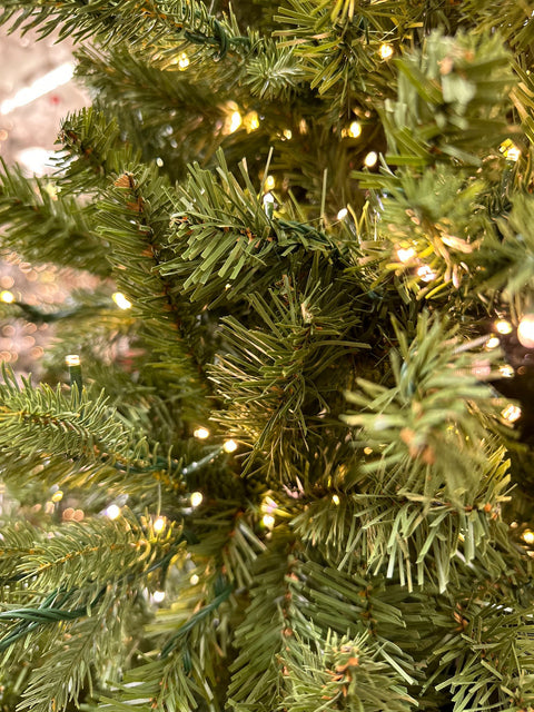 Grand Spruce Artificial Christmas Tree – 6.5’ or 7.5’ Pre-Lit with 18-Function LED Lights