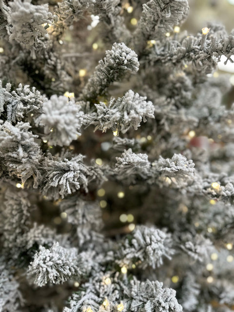 Frosted Vermont Spruce Artificial Christmas Tree – 6.5’ or 7.5’ Pre-Lit with 18-Function LED Lights