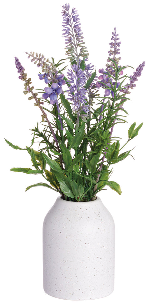 Faux Lavender in Ceramic Vase Purple/Lavender - 12 inch